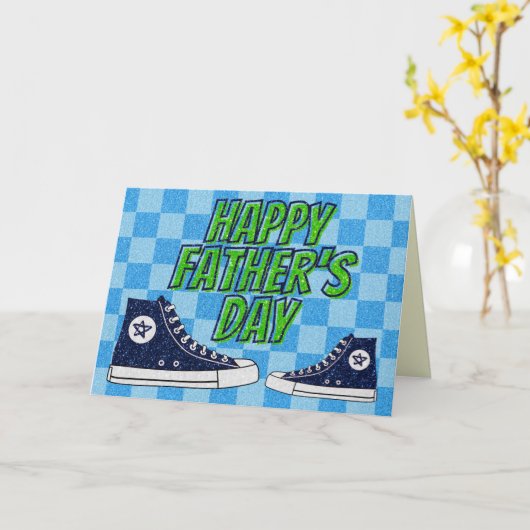 ハイトップスハッピーファーザーズデイグリッター カード (黄色い花)