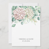 ハイドランジア エレガント ホワイト グリーン ローズ フラワー ウェディング 招待状 (裏面)