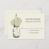 ハイドランジア & メイソンジャー 結婚式出欠確認 出欠カード (正面/裏面)