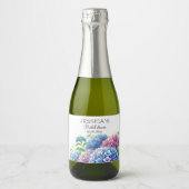 ハイドランジア 青い花 ブライダルシャワーパーティー スパークリングワインラベル (正面)