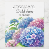 ハイドランジア 青い花  ブライダルシャワー パーティー ワインラベル (シングルラベル)