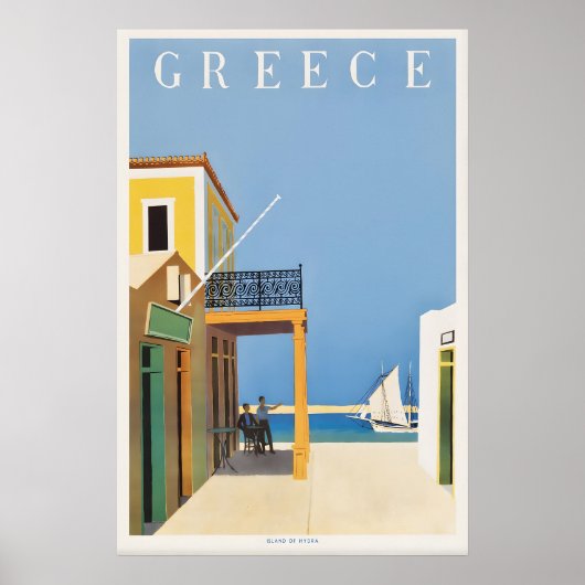 ハイドラ ギリシャ ヴィンテージ トラベル ポスター 地中海 (正面)