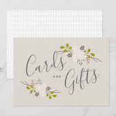 ハイドレインジアの花のボタニカルウェディングギフトテーブルサイン 招待状 (正面/裏面)