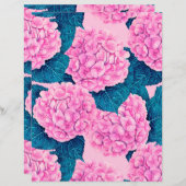 ハイドレンジアの水彩模様、ピンクと青 (正面/裏面)