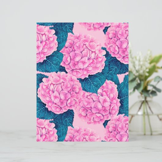 ハイドレンジアの水彩模様、ピンクと青 (スタンド正面)