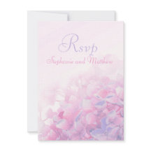 ハイドレンジアの花のフォーマルな結婚式の返信カード ピンク 紫