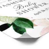 ハイドレンジア ブラッシュ ピンク フラワーベイビーシャワーサイン ポスター (角)