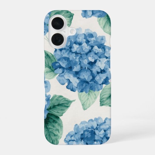 ハイドレンジア ブルーズ 花 水彩 ボタニカル ブルーム iPhone 16ケース (裏面)