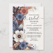 ハイドレンジア メタリック ピュア ネイビー ブルー ブライダル シャワー 招待状 (正面)