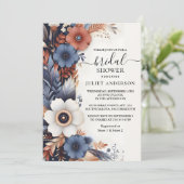 ハイドレンジア メタリック ピュア ネイビー ブルー ブライダル シャワー 招待状 (スタンド正面)
