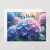 ハイドレンチアの花の誕生日おめでとう ポストカード (正面/裏面)