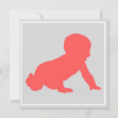 ハイハイする赤ちゃんのベイビーシャワー ピンク&グレー シーズンカード (正面)