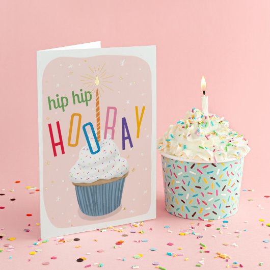 ハイハイハレルヤ カップケーキ お誕生日おめでとう 箔グリーティングカード