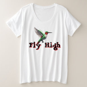 ハイハミングバードを飛ぶ プラスサイズTシャツ