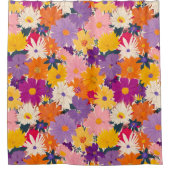 ハイバーティ混雑開花モダンフローラ シャワーカーテン (正面)