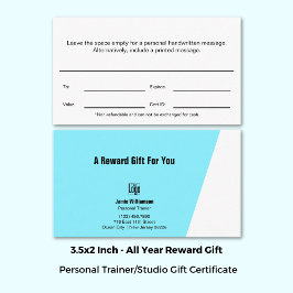 ハイパフォーマンストレーナー報酬ギフト証明書 ロイヤリティカード