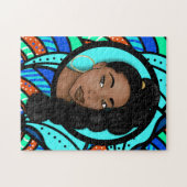 ハイパフポニーテール、ナチュラル美しい、ブルー抽象芸術 ジグソーパズル (横)