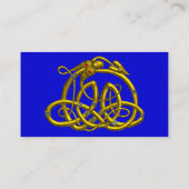 ハイパードラゴンと金ゴールドケルト結び目模様ブルーファンタジー 名刺 (裏面)