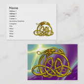 ハイパードラゴン,金ゴールドケルト結び目模様,宝石ファンタジー 名刺 (正面/裏面)