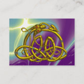 ハイパードラゴン,金ゴールドケルト結び目模様,宝石ファンタジー 名刺 (裏面)