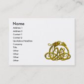 ハイパードラゴン，金ゴールドケルト結び目模様，宝石ファンタジー 名刺 (正面)