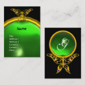 ハイパーバタフライエメラルドモノグラムグリーンイエロー 名刺 (正面/裏面)
