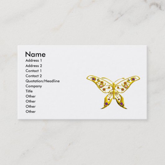 ハイパーバタフライジュエルカラフル、宝石ホワイト 名刺 (正面)