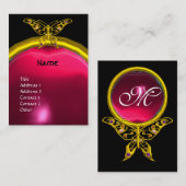 ハイパーバタフライルビーモノグラムピンク赤黄色 名刺 (正面/裏面)