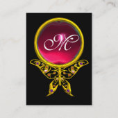 ハイパーバタフライルビーモノグラムピンク赤黄色 名刺 (裏面)