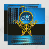 ハイパーバタフライ モノグラム 波 青いサファイア 招待状 (正面/裏面)