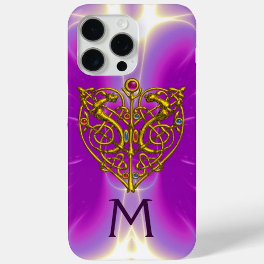 ハイパーバレンタインハートモノグラムピンク明るい赤紫色紫 Case-Mate iPhoneケース (裏面)