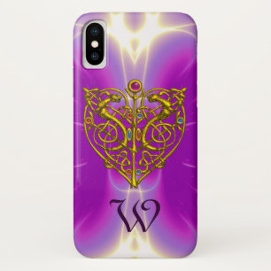 ハイパーバレンタインモノグラムピンク明るい赤紫色紫 iPhone X ケース