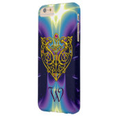 ハイパーバレンタインモノグラム/金ゴールドハート（紫の青） Case-Mate iPhoneケース (裏面左)