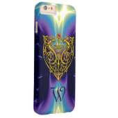 ハイパーバレンタインモノグラム/金ゴールドハート（紫の青） Case-Mate iPhoneケース (裏面/右)