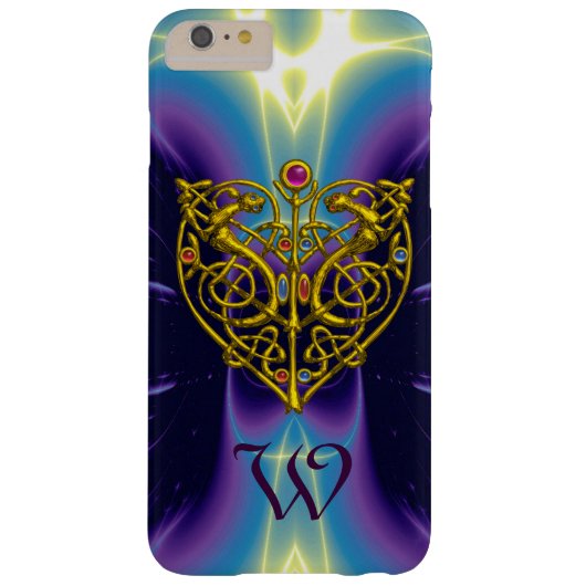 ハイパーバレンタインモノグラム/金ゴールドハート（紫の青） Case-Mate iPhoneケース (裏面)