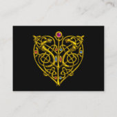 ハイパーバレンタイン金ゴールドケルト結び目模様ハート、ホワイトパール 名刺 (裏面)