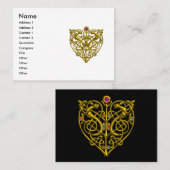 ハイパーバレンタイン金ゴールドケルト結び目模様ハート、ホワイトパール 名刺 (正面/裏面)