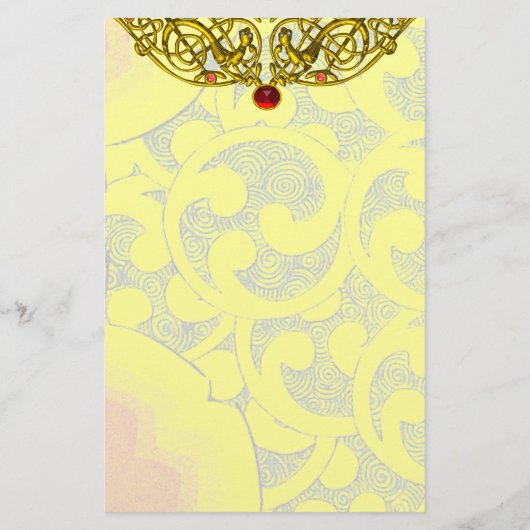 ハイパーバレンタイン金ゴールドケルト結び目模様黄色い渦巻き 便箋 (裏面)