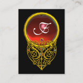 ハイパーバレンタイン金ゴールドハート赤ルビーモノグラム、黒 名刺 (裏面)