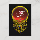 ハイパーバレンタイン金ゴールドハート赤ルビーモノグラム、黒 名刺 (裏面)