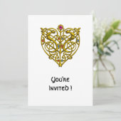 ハイパーバレンタイン/ゴールドケルトノットハート ホワイト 招待状 (スタンド正面)
