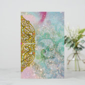 ハイパーバレンタイン / ゴールドケルトハート, 青いスパークル 便箋 (スタンド正面)