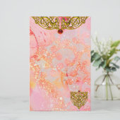 ハイパーバレンタイン/金ゴールドケルトハートルビーピンク 便箋 (スタンド正面)