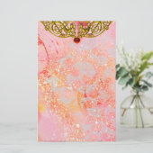 ハイパーバレンタイン/金ゴールドケルトハートルビーピンク 便箋 (スタンド正面)