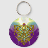 ハイパーバレンタイン/金ゴールドケルト結び目模様ハート(紫) キーホルダー (裏面)