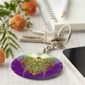 ハイパーバレンタイン/金ゴールドケルト結び目模様ハート(紫) キーホルダー (側面)