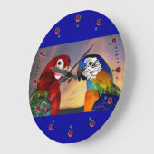 ハイパーパロット / 赤と青のアラ ラージ壁時計 (傾斜)