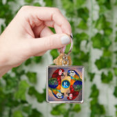 ハイパーパロット/赤と青のARA GEMSTONEモノグラム キーホルダー (手)