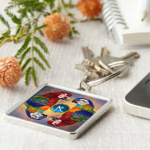 ハイパーパロット/赤と青のARA GEMSTONEモノグラム キーホルダー (側面)