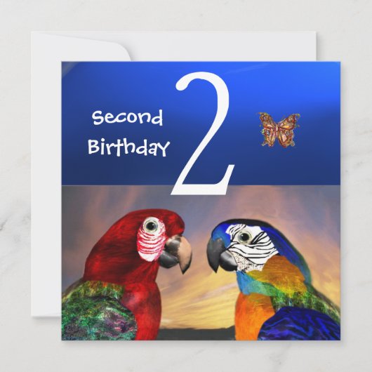 ハイパーパロット / 2歳の誕生日パーティ 招待状 (正面)